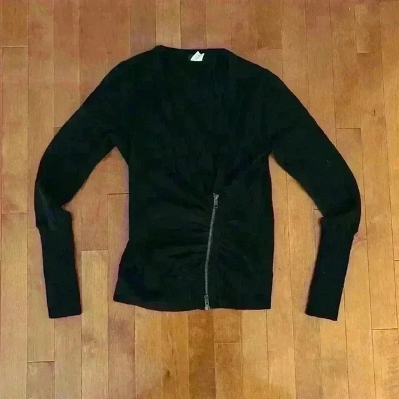 J Crew Black Asymmetrical Zipper Sweater - Picture 2 of 5